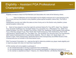 Eligibility – Assistant PGA Professional Championship
