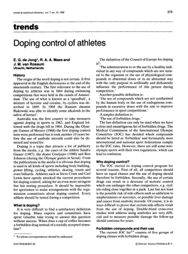 Doping Control of Athletes