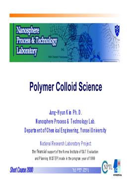 Polymer Colloid Science