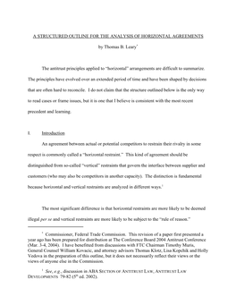 A Structured Outline for the Analysis of Horizontal Agreements