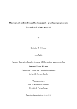 Measurements and Modeling of Land Use-Specific Greenhouse Gas