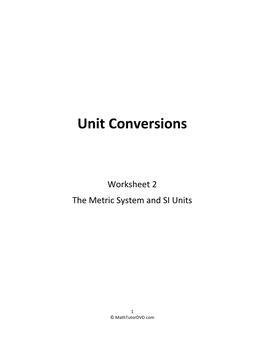 Worksheet 2 the Metric System and SI Units