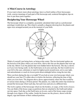 A Mini-Course in Astrology Deciphering Your Horoscope Wheel