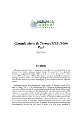 Clorinda Matto De Turner (1852-1909): Perú