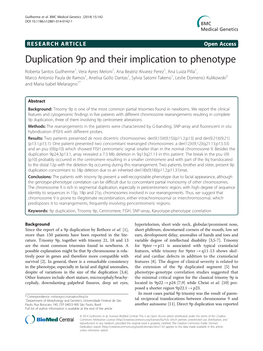 Duplication 9P and Their Implication to Phenotype