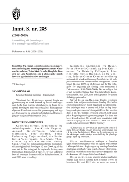 Innst. S. Nr. 285 (2008–2009) Innstilling Til Stortinget Fra Energi- Og Miljøkomiteen