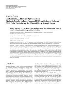 Ginkgo Biloba L., Induces Neuronal Differentiation of Cultured PC12 Cells: Potentiating the Effect of Nerve Growth Factor