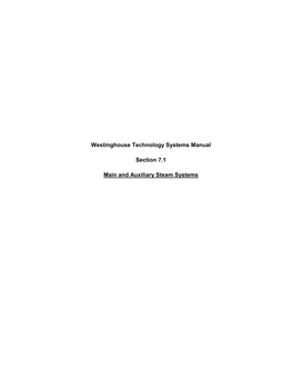 Westinghouse Technology 7.1 Main and Auxiliary Steam Systems
