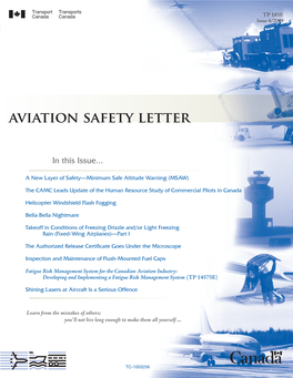 Aviation Safety Letter [ASL] 4/2008) About Trying to Send Training to Emerge Safely from a Critical Emergency