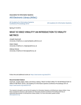 An Introduction to Virality Metrics