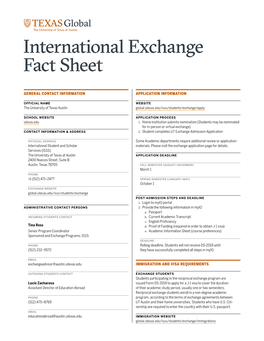 International Exchange Fact Sheet