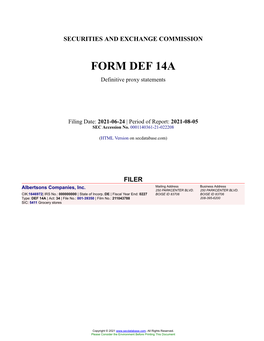 Albertsons Companies, Inc. Form DEF 14A Filed 2021-06-24