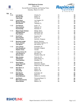 2018 Rapiscan Systems Fallen Oak Second Round Groupings and Starting Times Saturday, March 24, 2018