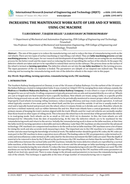 Increasing the Maintenance Work Rate of Lhb and Icf Wheel Using Cnc Machine