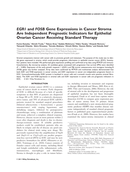 EGR1 and FOSB Gene Expressions in Cancer Stroma Are Independent Prognostic Indicators for Epithelial Ovarian Cancer Receiving Standard Therapy