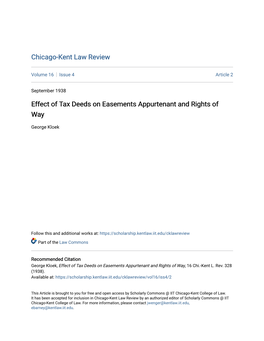 Effect of Tax Deeds on Easements Appurtenant and Rights of Way