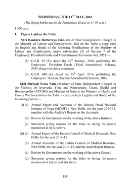 The Rajya Sabha Met in the Parliament House at 11-00 Am