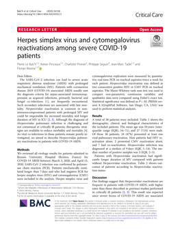 Herpes Simplex Virus and Cytomegalovirus Reactivations