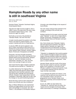 Hampton Roads by Any Other Name Is Still in Southeast Virginia