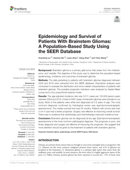 Epidemiology and Survival of Patients with Brainstem Gliomas: a Population-Based Study Using the SEER Database