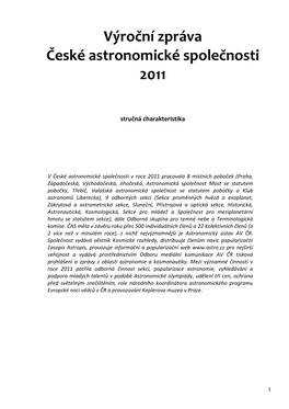 Výroční Zpráva České Astronomické Společnosti 2011