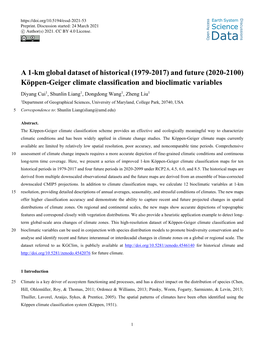 Köppen-Geiger Climate Classification and Bioclimatic