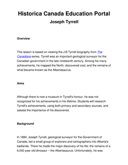 Historica Canada Education Portal Joseph Tyrrell