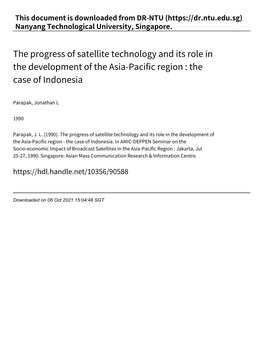 The Progress of Satellite Technology and Its Role in the Development of the Asia‑Pacific Region : the Case of Indonesia