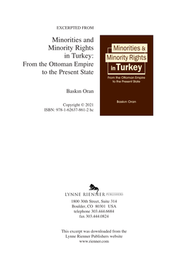 Minorities and Minority Rights in Turkey: from the Ottoman Empire to the Present State