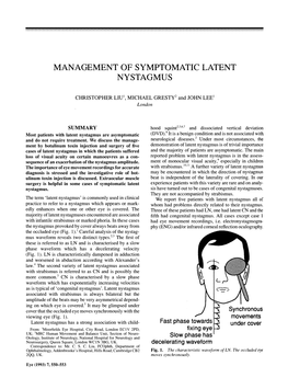 Management of Symptomatic Latent Nystagmus