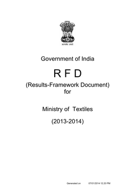 (Results-Framework Document) for Ministry of Textiles