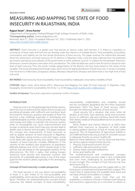 Measuring and Mapping the State of Food Insecurity in Rajasthan, India