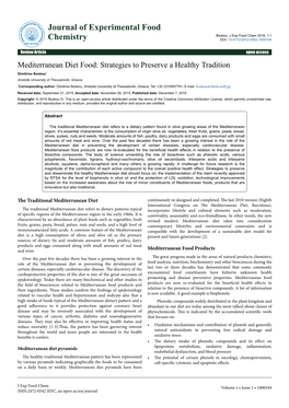 Mediterranean Diet Food: Strategies to Preserve a Healthy Tradition