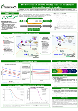 Effect of Givinostat, an HDAC Inhibitor, on Disease Milestones in Duchenne Muscular Dystrophy Boys Paolo Bettica1, M.D., Ph.D., Giacomo P