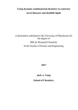 Using Dynamic Combinatorial Chemistry to Construct Novel Thioester and Disulfide Lipids