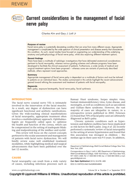 Current Considerations in the Management of Facial Nerve Palsy