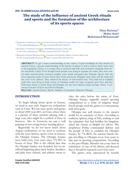 The Study of the Influence of Ancient Greek Rituals and Sports and the Formation of the Architecture of Its Sports Spaces