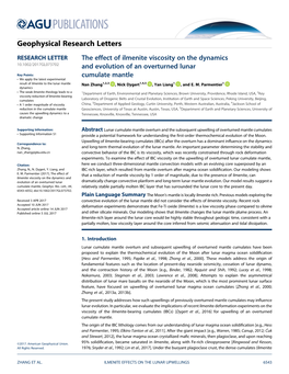 The Effect of Ilmenite Viscosity on the Dynamics and Evolution Of