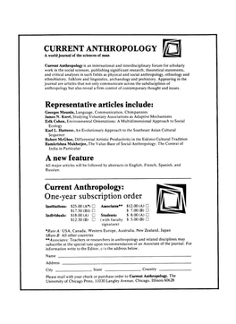 A New Feature Current Anthropology