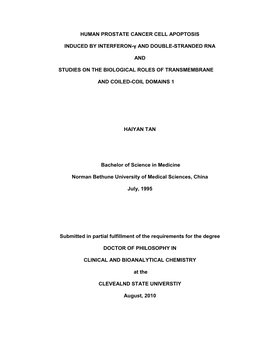 Human Prostate Cancer Cell Apoptosis