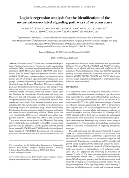 Logistic Regression Analysis for the Identification of the Metastasis-Associated Signaling Pathways of Osteosarcoma