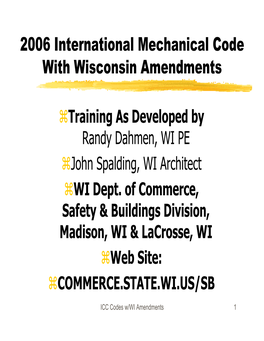 2006 International Mechanical Code with Wisconsin Amendments