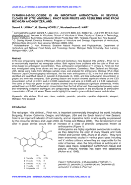 Cyanidin-3-O-Glucoside Is an Important Anthocyanin in Several Clones of Vitis Vinifera L