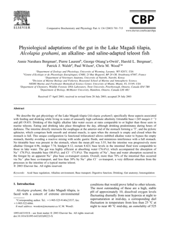 Physiological Adaptations of the Gut in the Lake Magadi Tilapia, Alcolapia Grahami, an Alkaline- and Saline-Adapted Teleost Fish