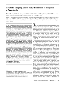 Metabolic Imaging Allows Early Prediction of Response to Vandetanib