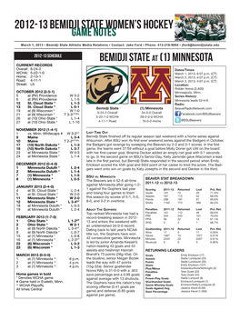 2012-13 Bemidji State Women's Hockey