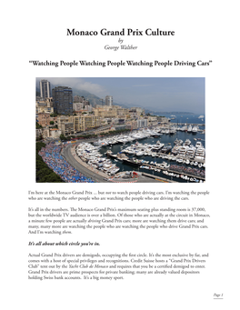 Monaco Grand Prix Culture by George Walther