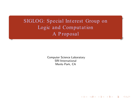 SIGLOG: Special Interest Group on Logic and Computation a Proposal