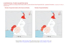 Cameroon, Third Quarter 2018: Update on Incidents According to the Armed Conflict Location & Event Data Project