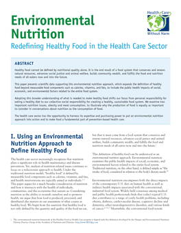 Environmental Nutrition: Redefining Healthy Food